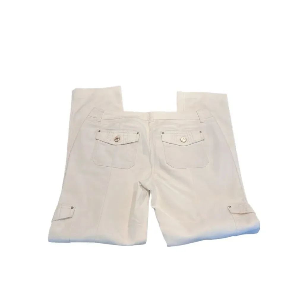 White House Black Market Women's Slim Leg Denim Utility Cargo Jeans White Sz 6R